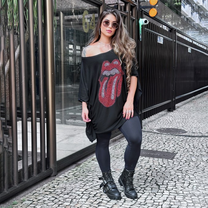 Kaftan Stones Cravejada Preta
