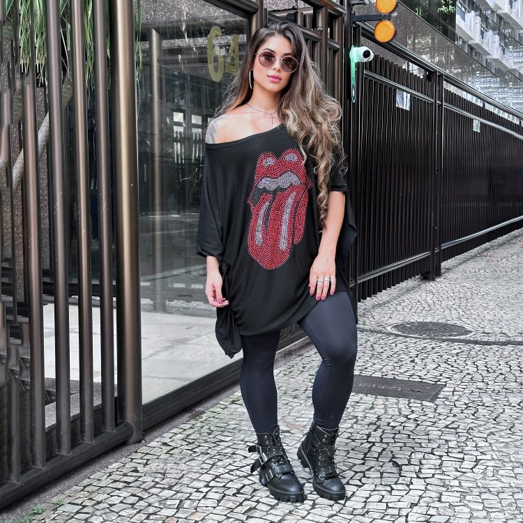 Kaftan Stones Cravejada Preta