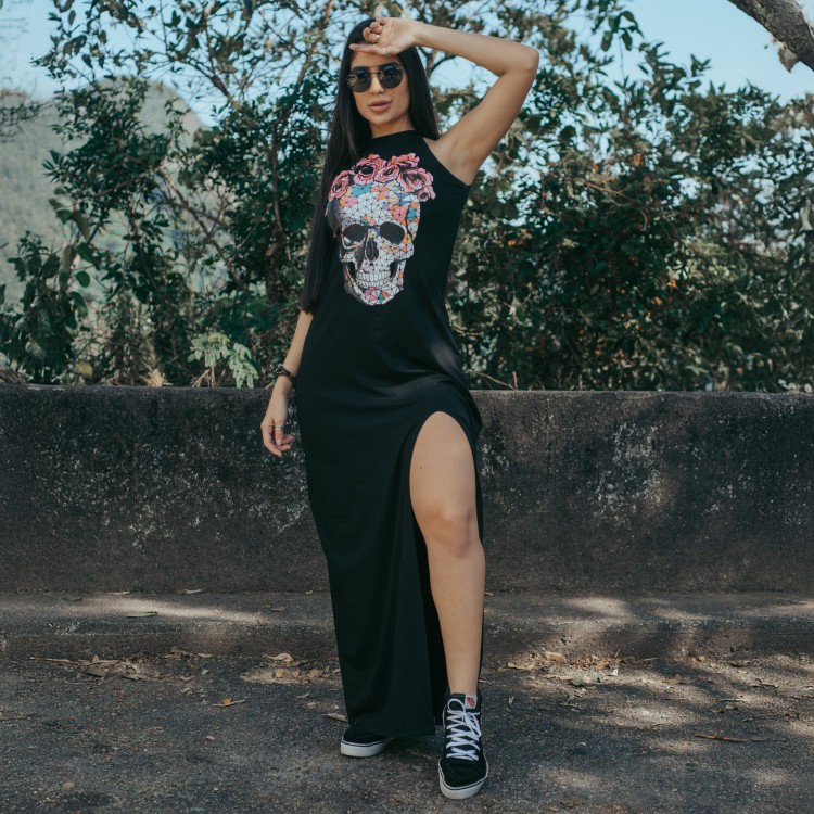 Vestido Longo Sacerdote Caveira Frida