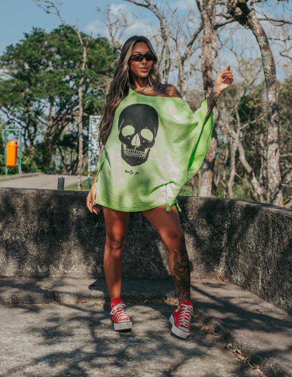 Kaftan Marmorizada Verde Caveira