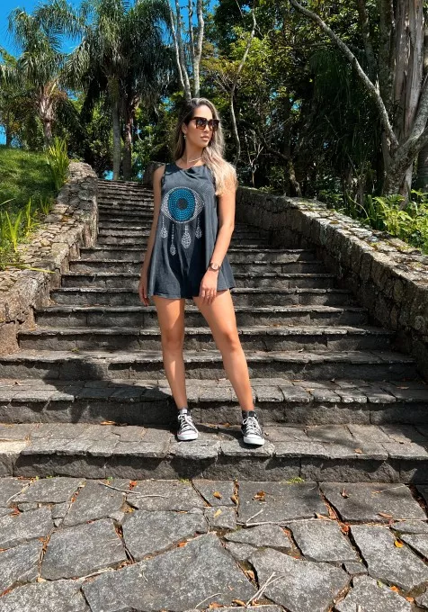 T-dress RGT Marmorizado Olho Grego Cravejado