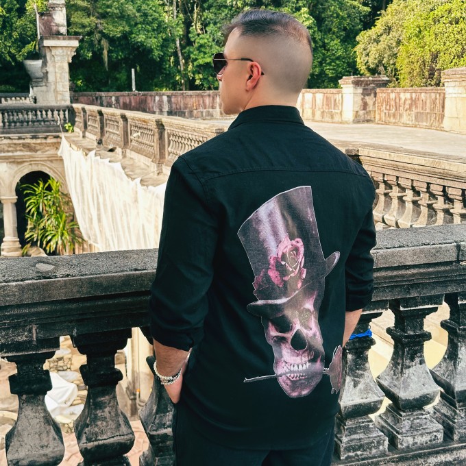 Camisa Linho Caveira Cartola