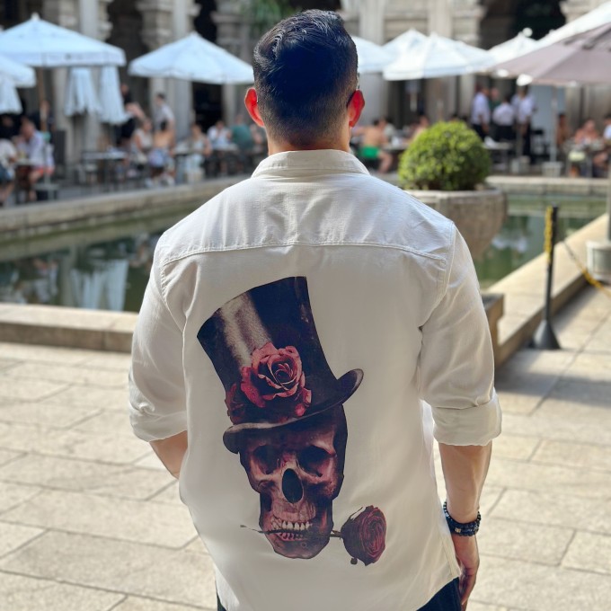 Camisa Linho Caveira Cartola