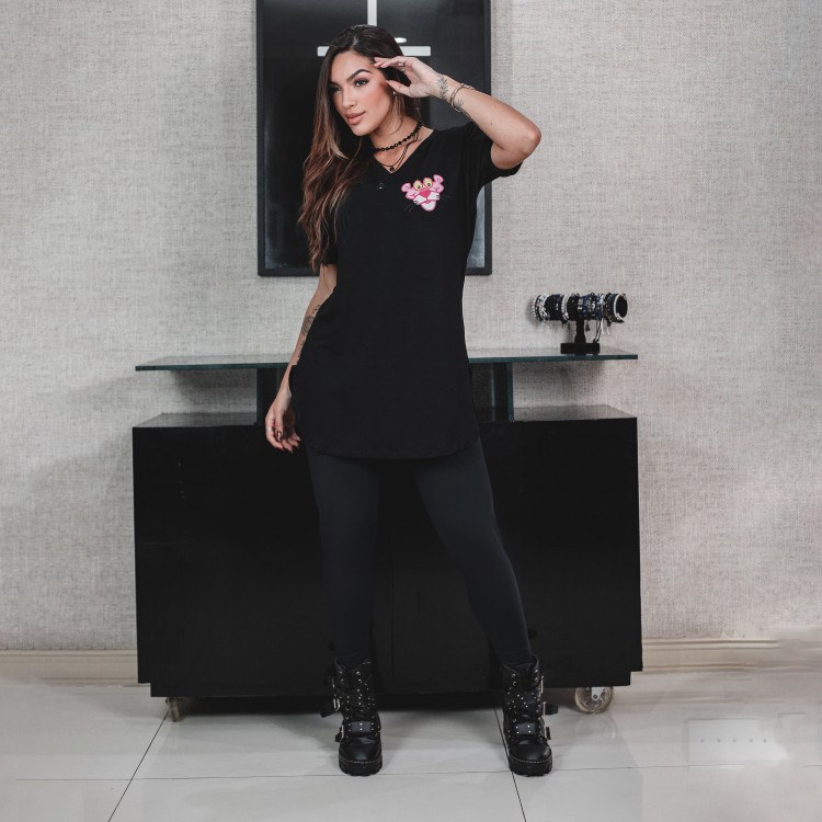 T-dress V Pantera Cor de Rosa