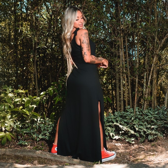 Vestido Longo RGT Caveira All Black