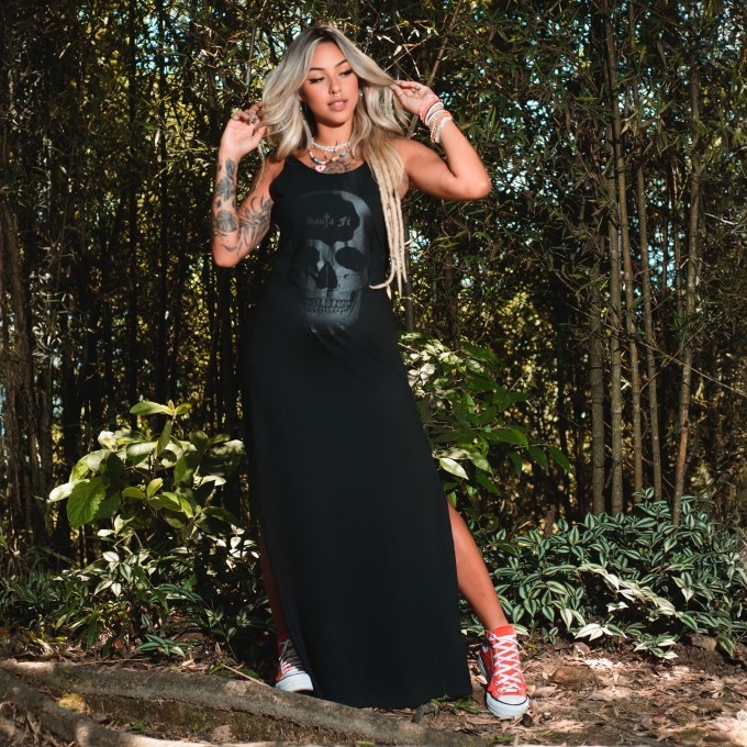Vestido Longo RGT Caveira All Black