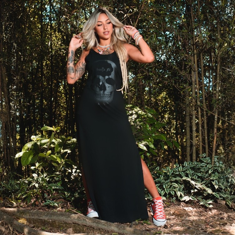 Vestido Longo RGT Caveira All Black