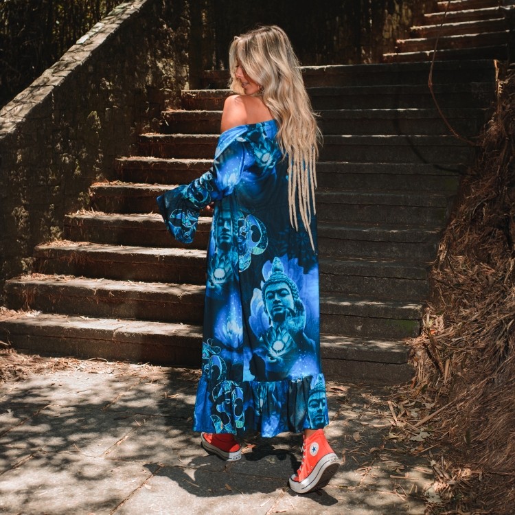 Kimono Longo Buda Azul