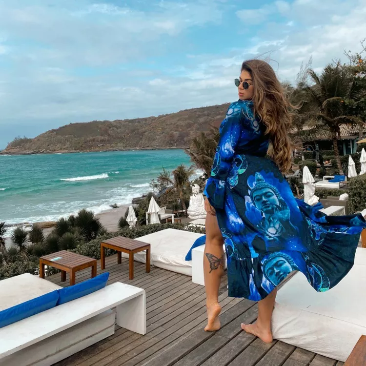 Kimono Longo Buda Azul